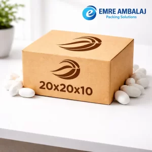 20x20x10 baskılı koli kraft karton kutu logolu kargo kutusu 20x20x10 koli