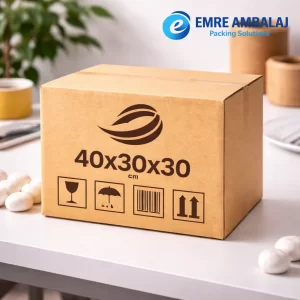 40x30x30 baskılı koli kraft karton kutu büyük boy kargo kutusu logolu koli