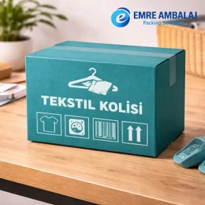 tekstil kolisi baskılı logolu karton kutu tekstil kargo kutusu e ticaret tekstil koli